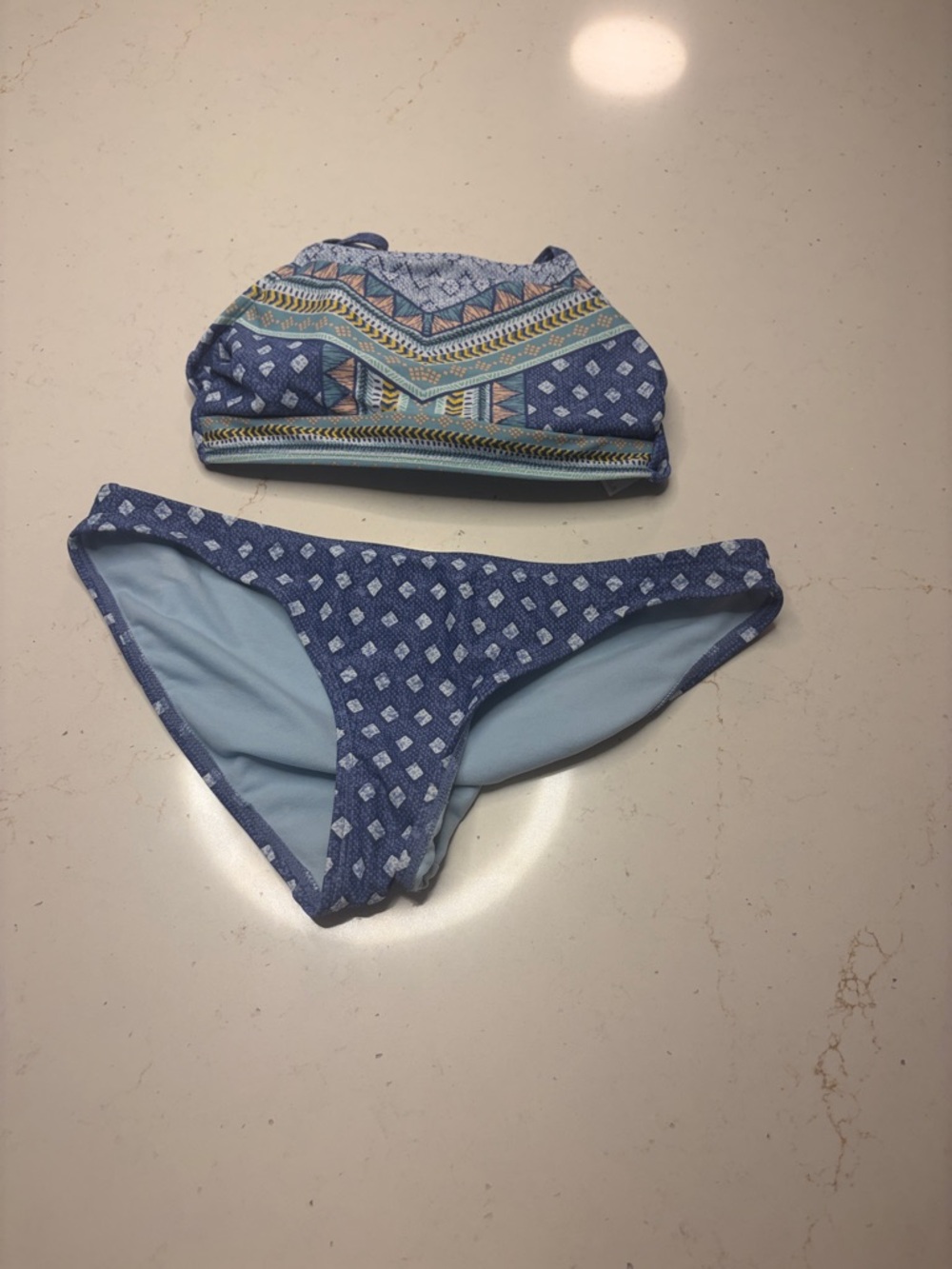 Xhilaration Blue Patterned Two-Piece Bikini Set